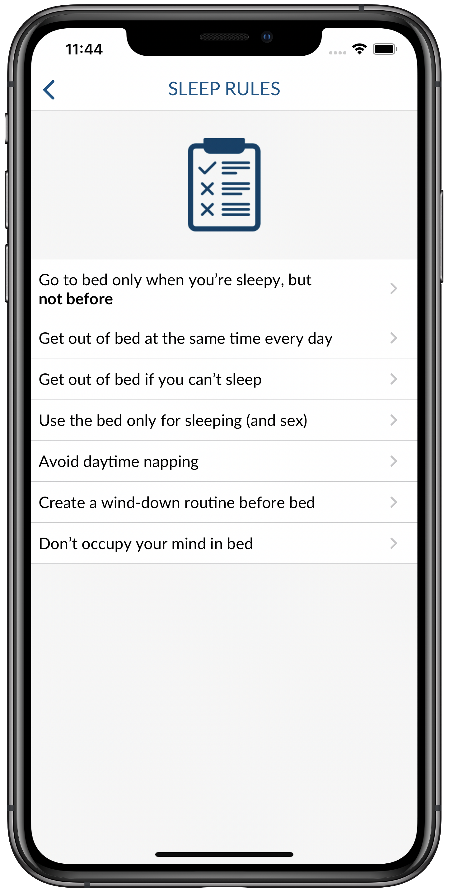 Sleep Rules Screen 