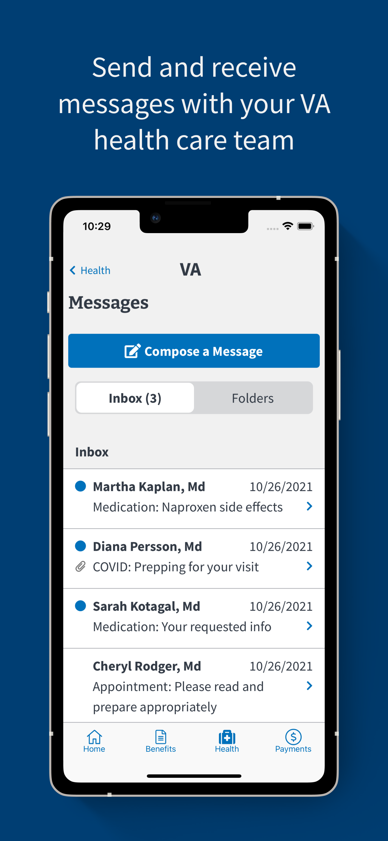 Send and receive messages with your VA health care team