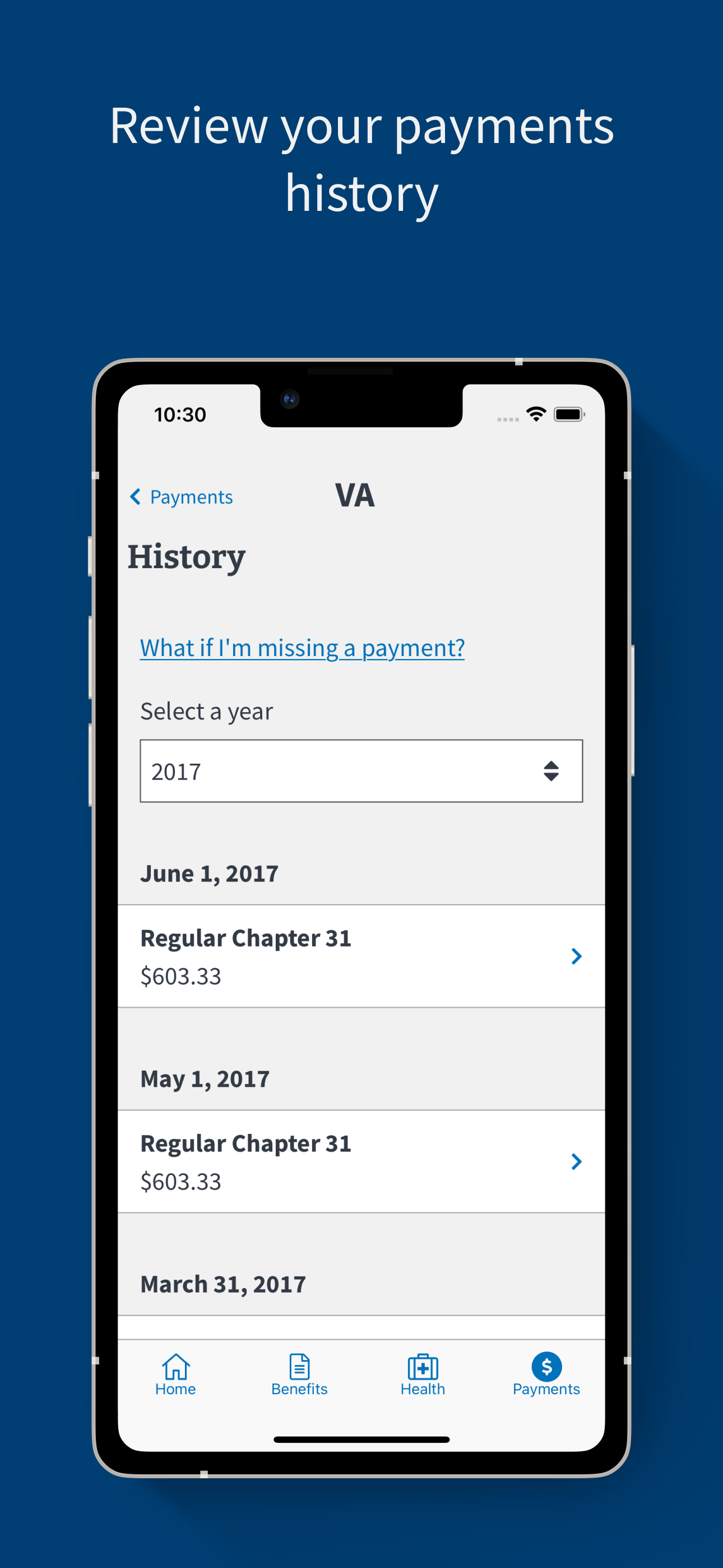 Review your payments history