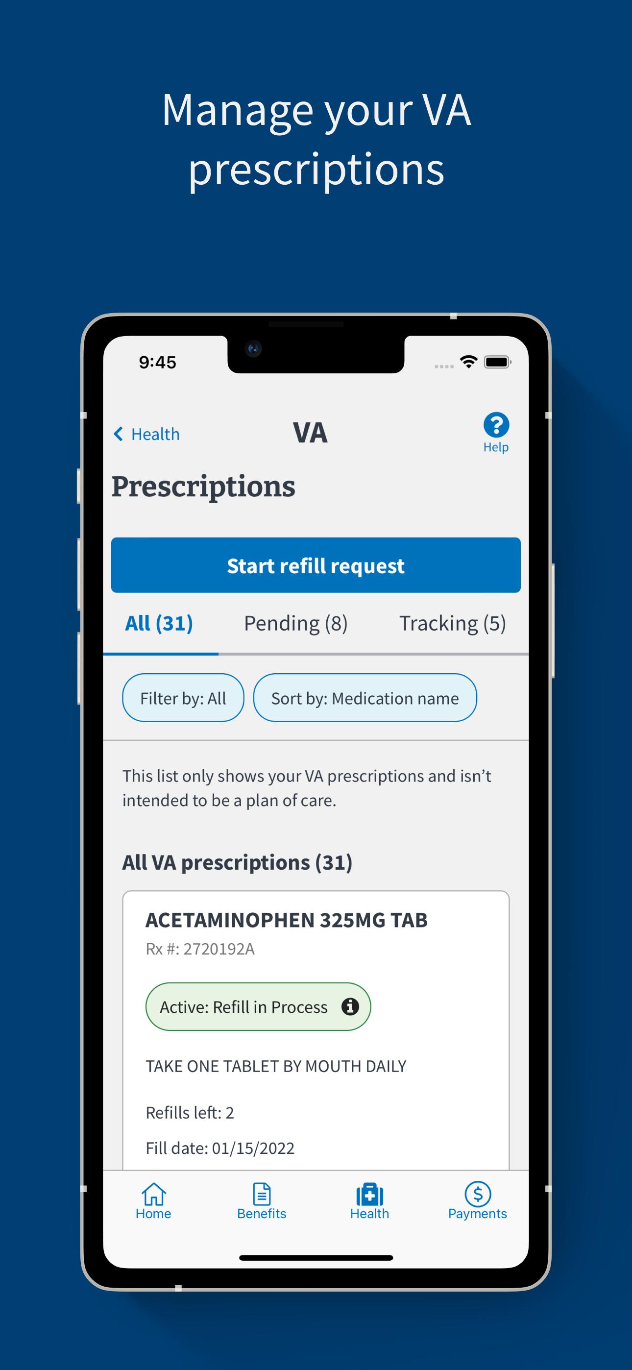 Manage your VA prescriptions