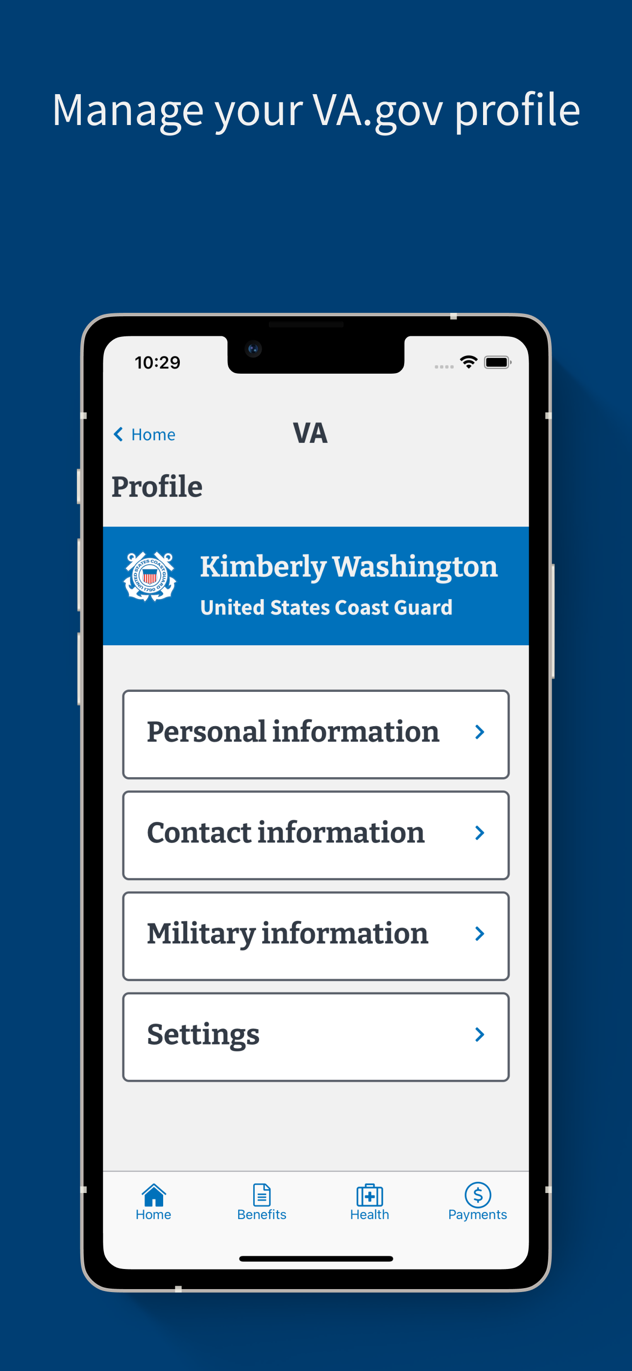 Manage your Va.gov profile